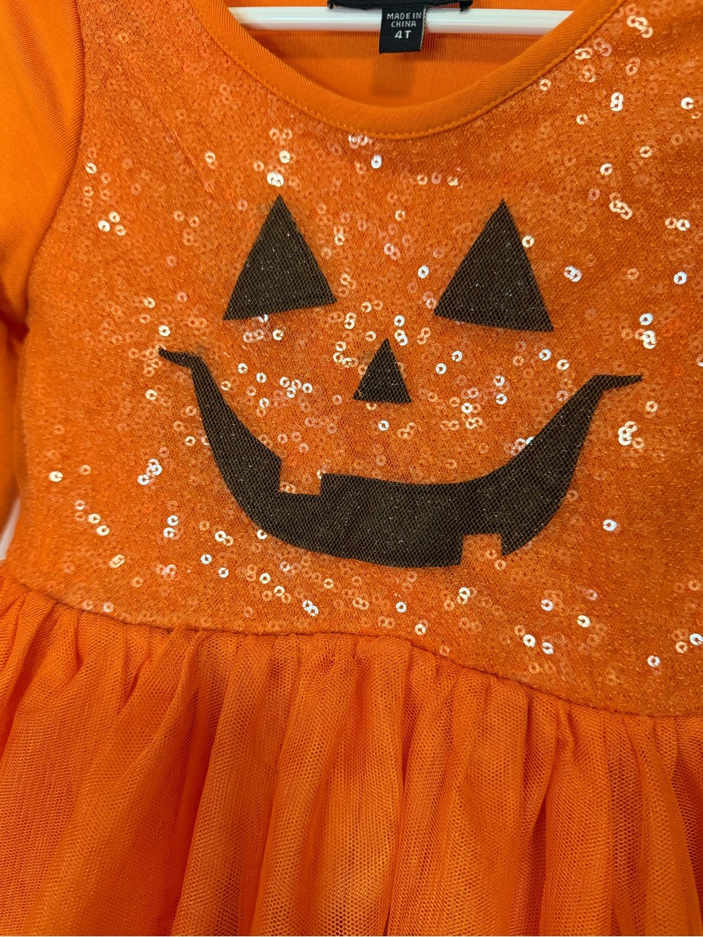 lilt Orange Jack-O'-Lantern Sequin Tulle Dress - Picture 3 of 5